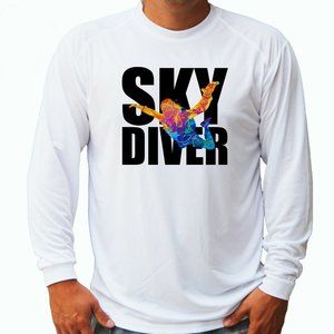 Skydiver Sky Diving Long Sleeve UPF 50 T-Shirt Fishing Boat Sun UV Protection